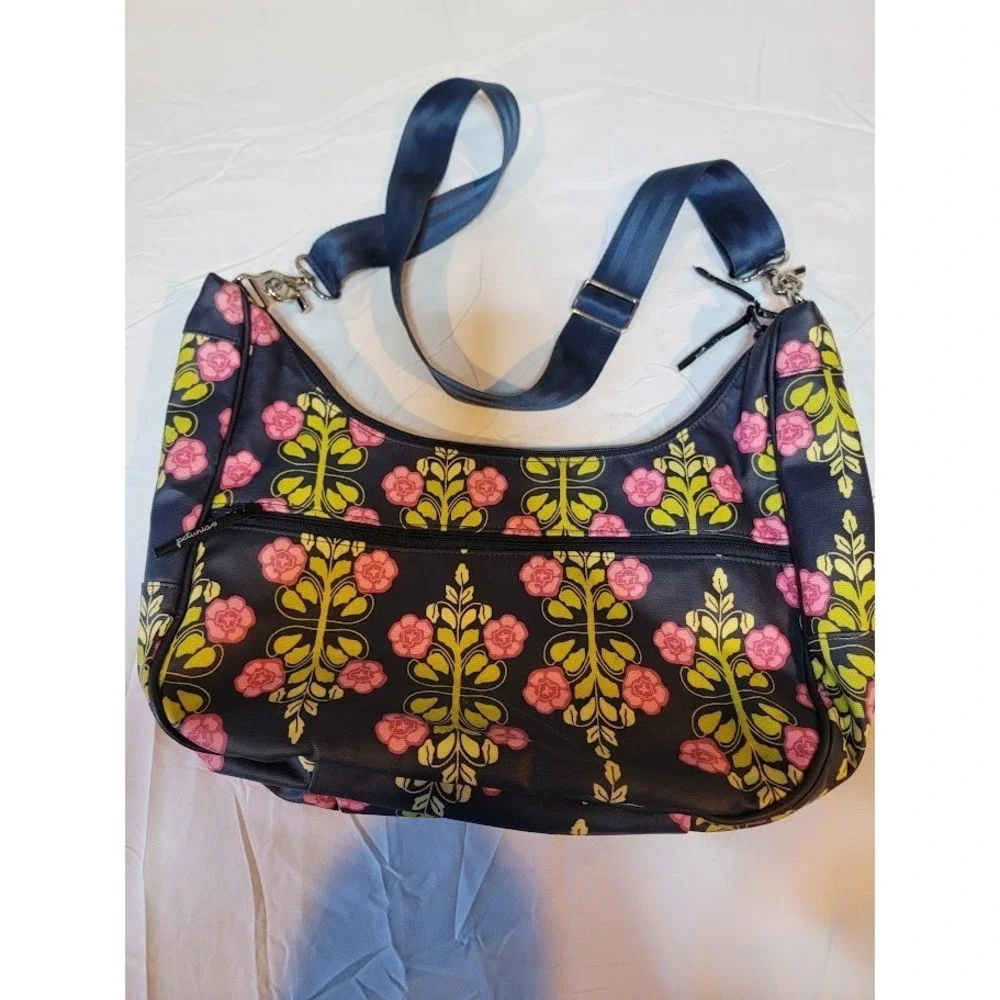Petunia Pickle Bottom Diaper Bag - Blue with Pink Flowers